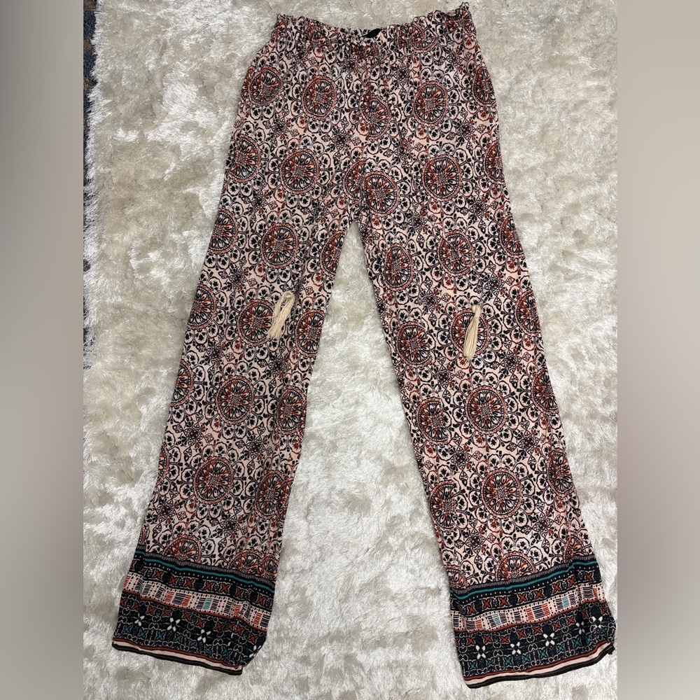 Jeans by Buffalo Bohemian Patterned Travel Soft Lounge Palazzo Pants -Medium/Lon